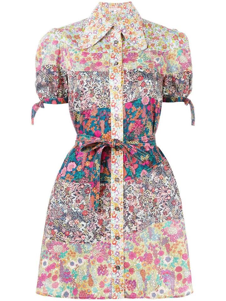 Olympia Le-tan Floral Print Mini Shirt Dress, Women's, Size: 40, Cotton
