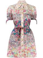 Olympia Le-tan Floral Print Mini Shirt Dress, Women's, Size: 40, Cotton