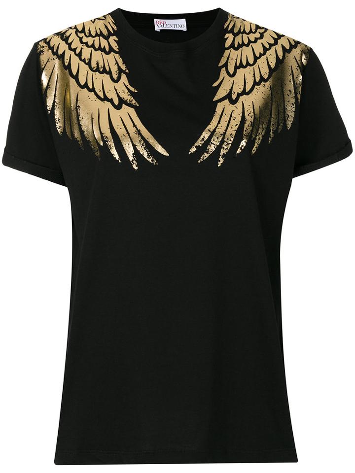 Red Valentino - Embroidered T-shirt - Women - Cotton/polyamide - L, Black, Cotton/polyamide
