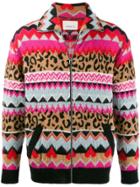 Laneus Mixed-print Zip-up Jacket - Brown