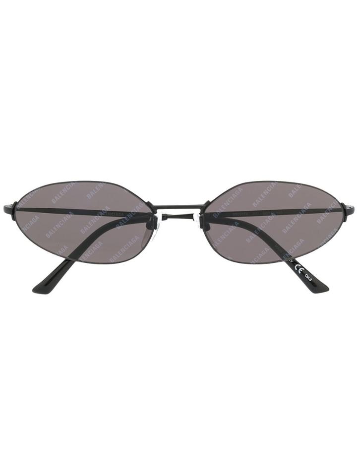 Balenciaga Eyewear Oval Logo Sunglasses - Black