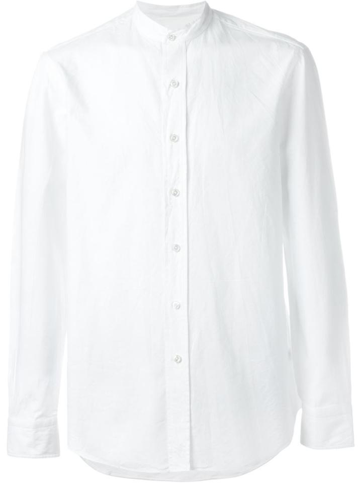 Salvatore Piccolo Mandarin Collar Shirt, Men's, Size: 43, White, Cotton