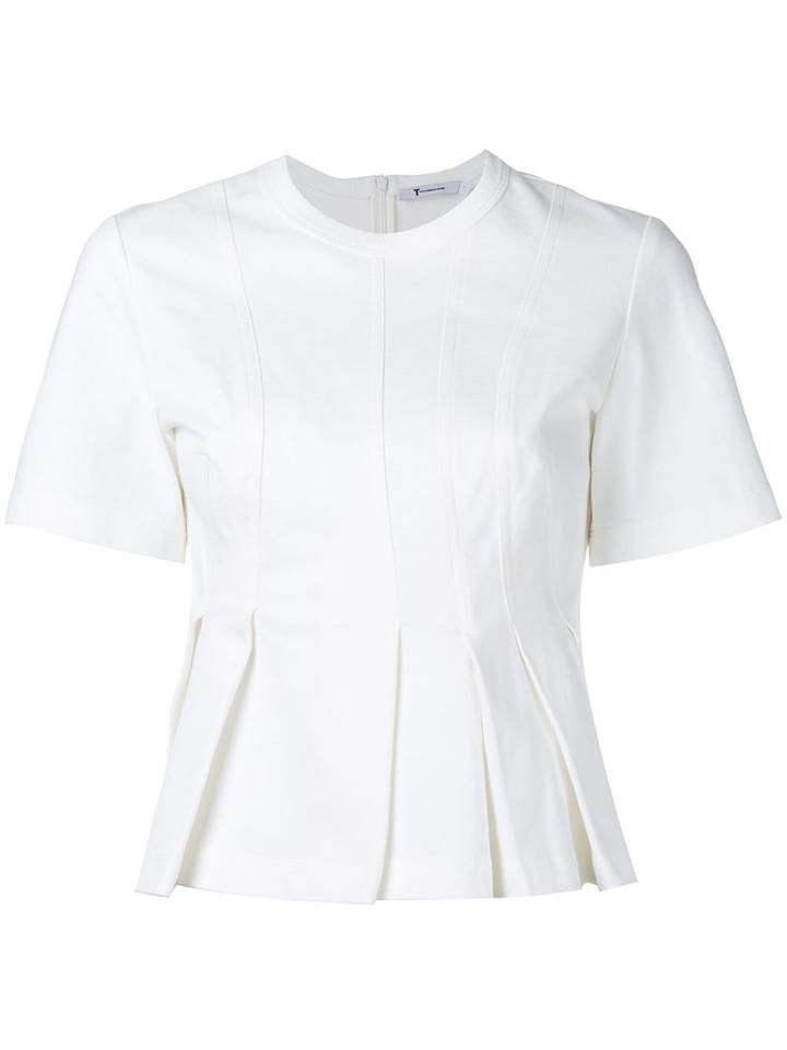 T By Alexander Wang Short-sleeved Flared Top, Women's, Size: Medium, White, Cotton