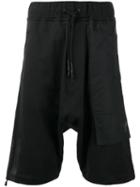 Y-3 Drop Crotch Track Shorts, Men's, Size: Large, Black, Cotton