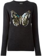 Markus Lupfer Sequin Butterfly Sweater, Women's, Size: Small, Grey, Merino