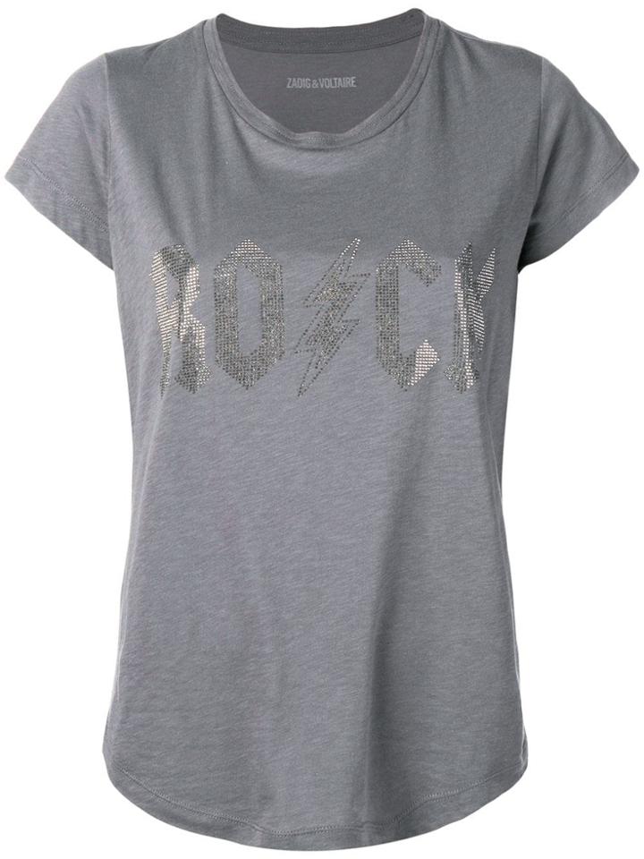 Zadig & Voltaire Skinny Rock Flashlight Strass T-shirt - Grey