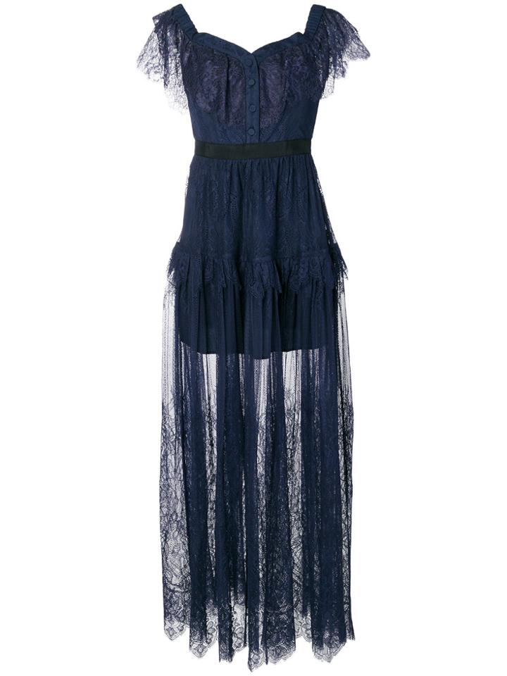 Self-portrait Lace Maxi Dress - Blue