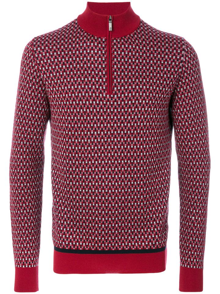 Brioni - Zipped Collar Sweater - Men - Silk/wool - 48, Red, Silk/wool