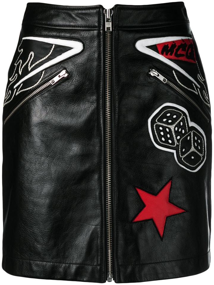 Mcq Alexander Mcqueen Zip Mini Leather Skirt - Black