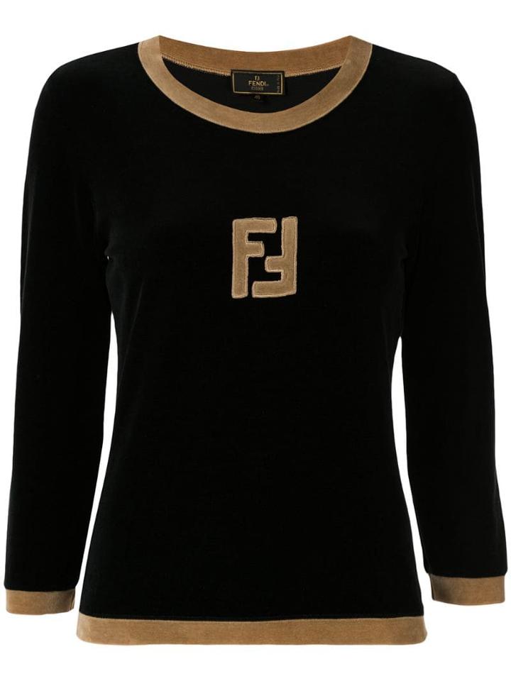 Fendi Pre-owned Long Sleeve Logo Top - Black