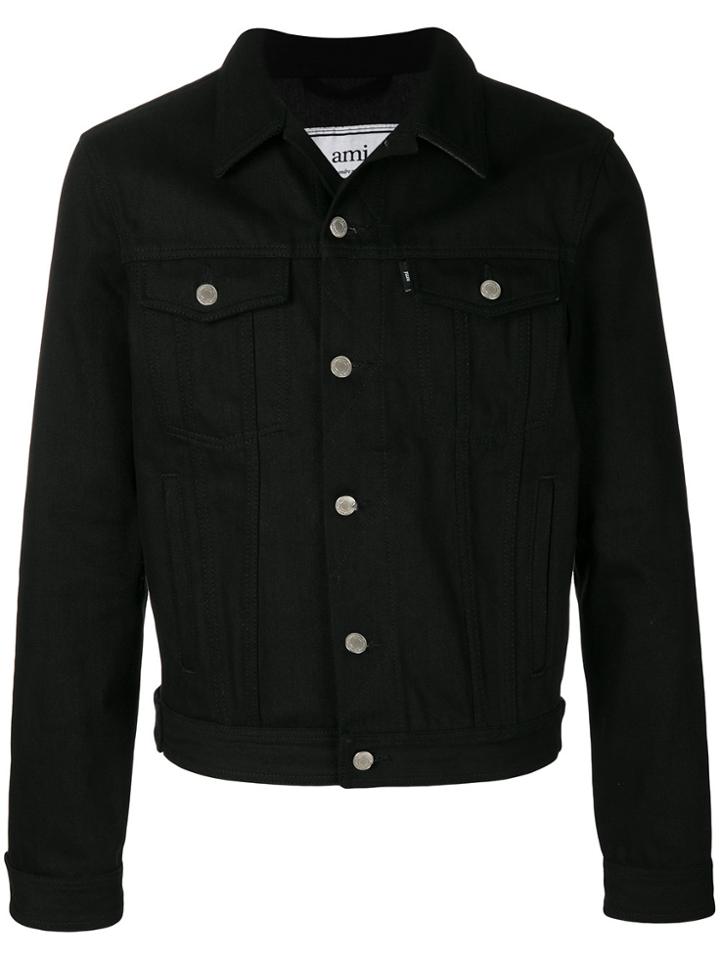 Ami Alexandre Mattiussi Bi Material Denim Jacket - Grey
