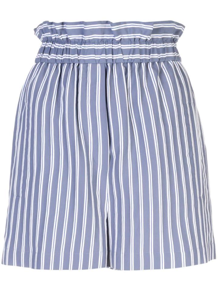 Tibi Striped Short Shorts - Blue