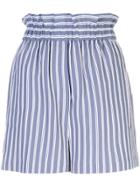 Tibi Striped Short Shorts - Blue