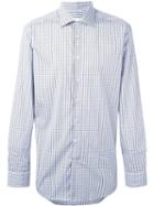Etro Checked Button Down Shirt, Men's, Size: 40, Blue, Cotton/polyamide/spandex/elastane