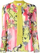 Versace Collection Floral Print Blouse, Women's, Size: 46, Green, Polyester