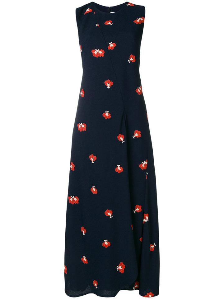 Victoria Beckham Racerback Long Embroidered Dress - Blue