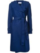 Harris Wharf London Long Trench Coat, Women's, Size: 38, Blue, Virgin Wool
