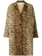 Valentino Boxy Animal Print Coat - Brown