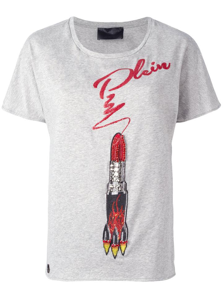 Philipp Plein - Celerina T-shirt - Women - Cotton/spandex/elastane/aluminium/glass - Xs, Women's, Grey, Cotton/spandex/elastane/aluminium/glass