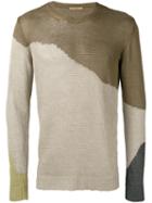 Roberto Collina Colour Block Jumper, Men's, Size: 48, Nude/neutrals, Linen/flax