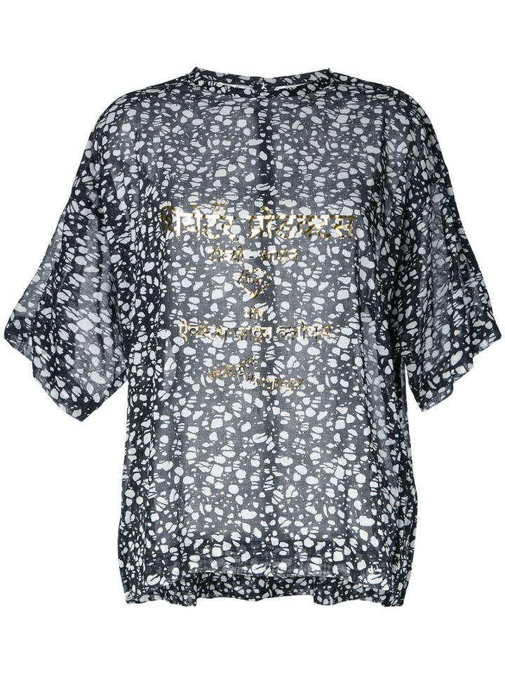 Theatre Products Sheer Printed Blouse, Women's, Black, Cotton