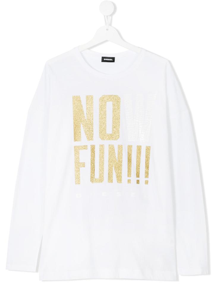 Diesel Kids Slogan T-shirt - White