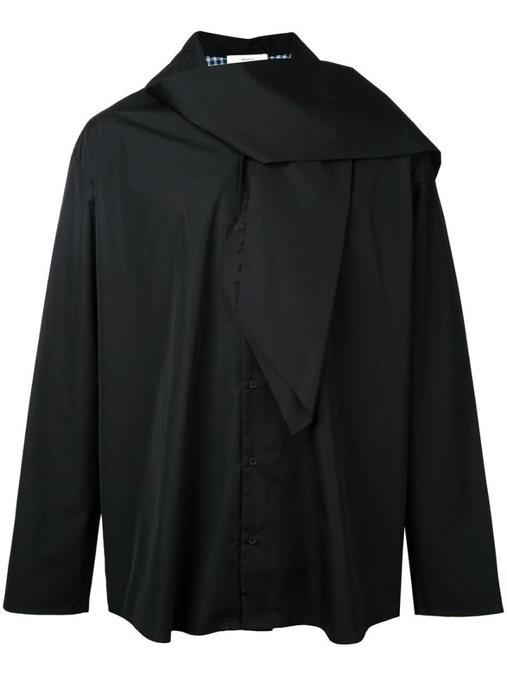 Aganovich Scarf Detail Shirt, Men's, Size: 48, Black, Cotton