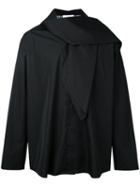Aganovich Scarf Detail Shirt, Men's, Size: 48, Black, Cotton