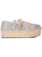 Miu Miu Glitter Espadrille Sneakers - Silver