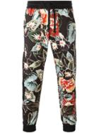 Christian Pellizzari Floral Print Track Pants, Size: 50, Black, Cotton/spandex/elastane