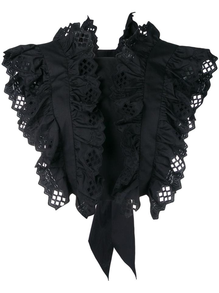 Alberta Ferretti Cropped Ruffled Top - Black