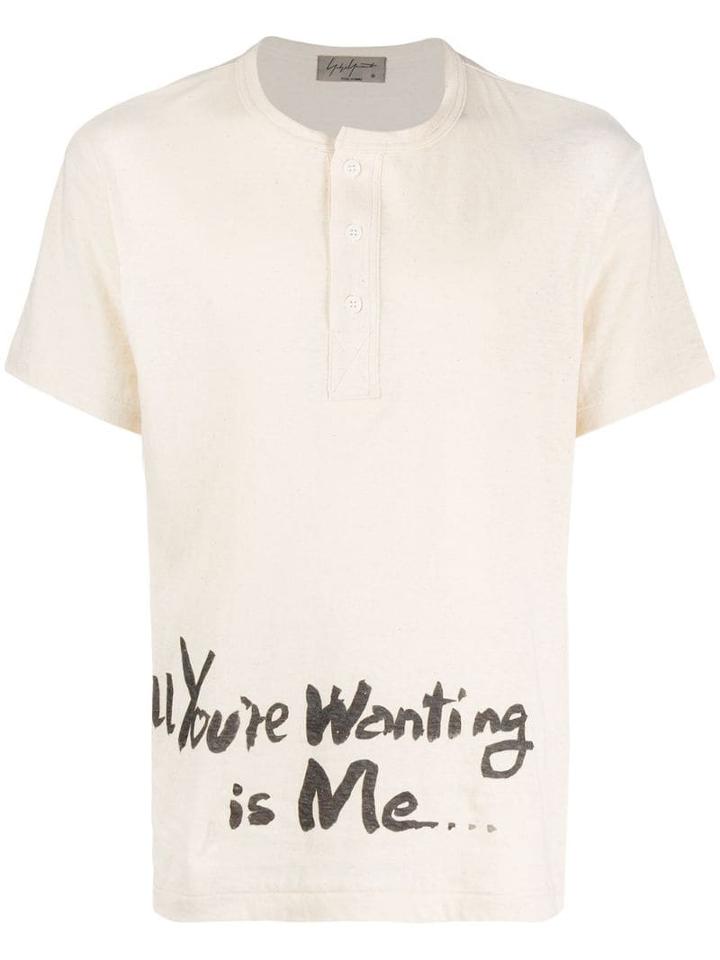 Yohji Yamamoto Printed Button-up T-shirt - White