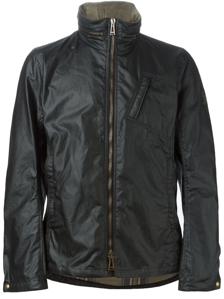 Belstaff Zip Windbreaker Jacket, Men's, Size: 50, Black, Cotton/nylon/spandex/elastane/cupro