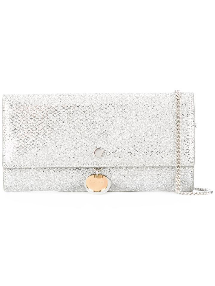 Jimmy Choo Mandie Clutch, Women's, Grey, Calf Leather/polyester