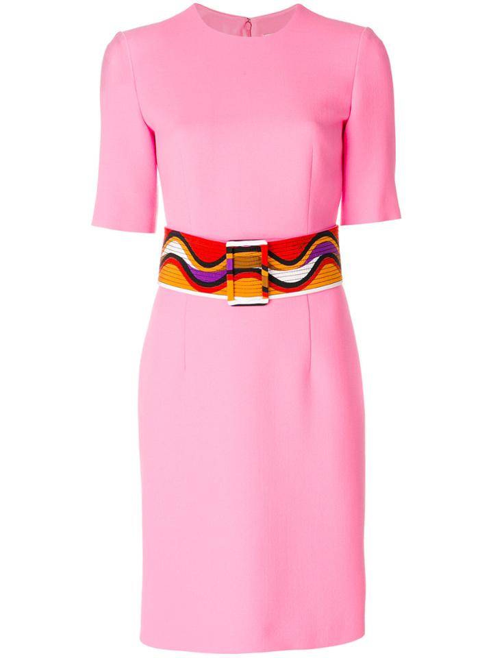 Emilio Pucci Contrast Belted Dress - Pink & Purple