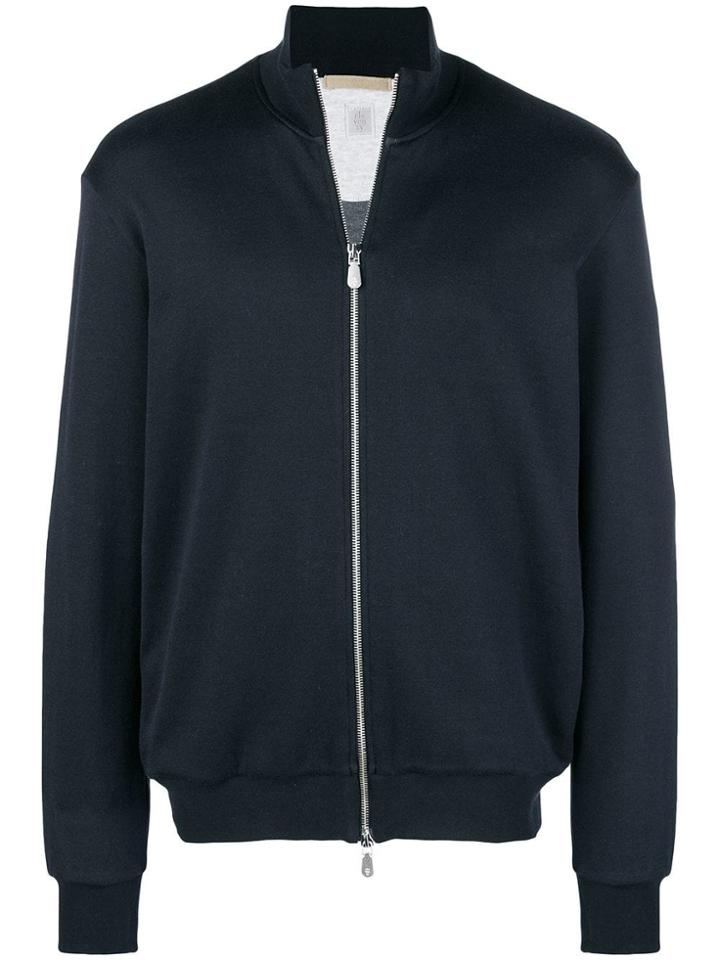Eleventy Full Zip Jersey Sweater - Blue