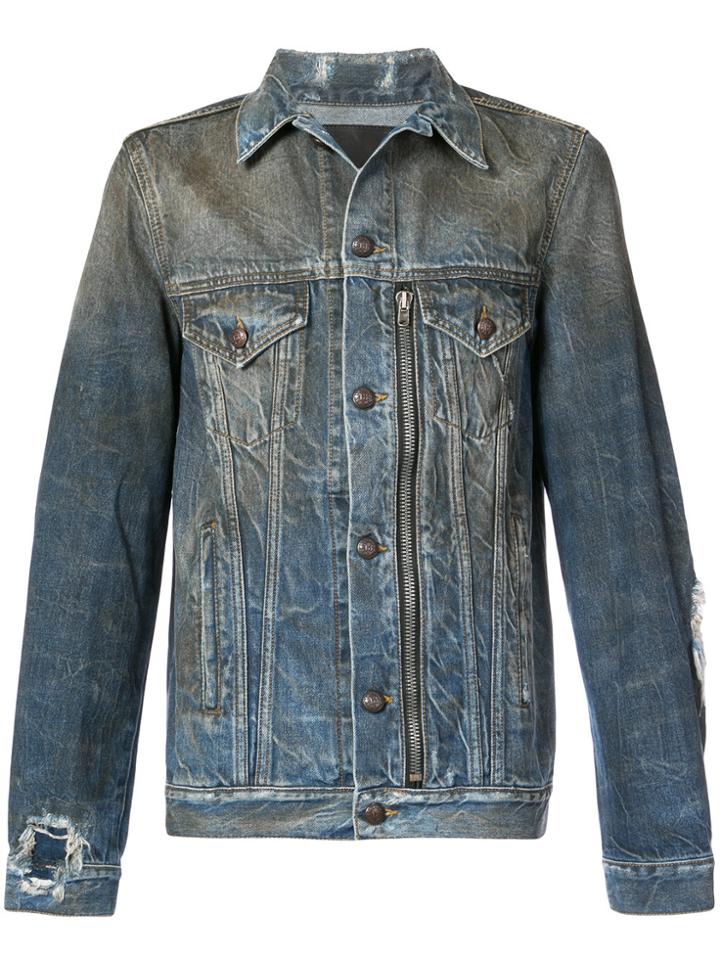 R13 Oil Washed Denim Jacket - Blue