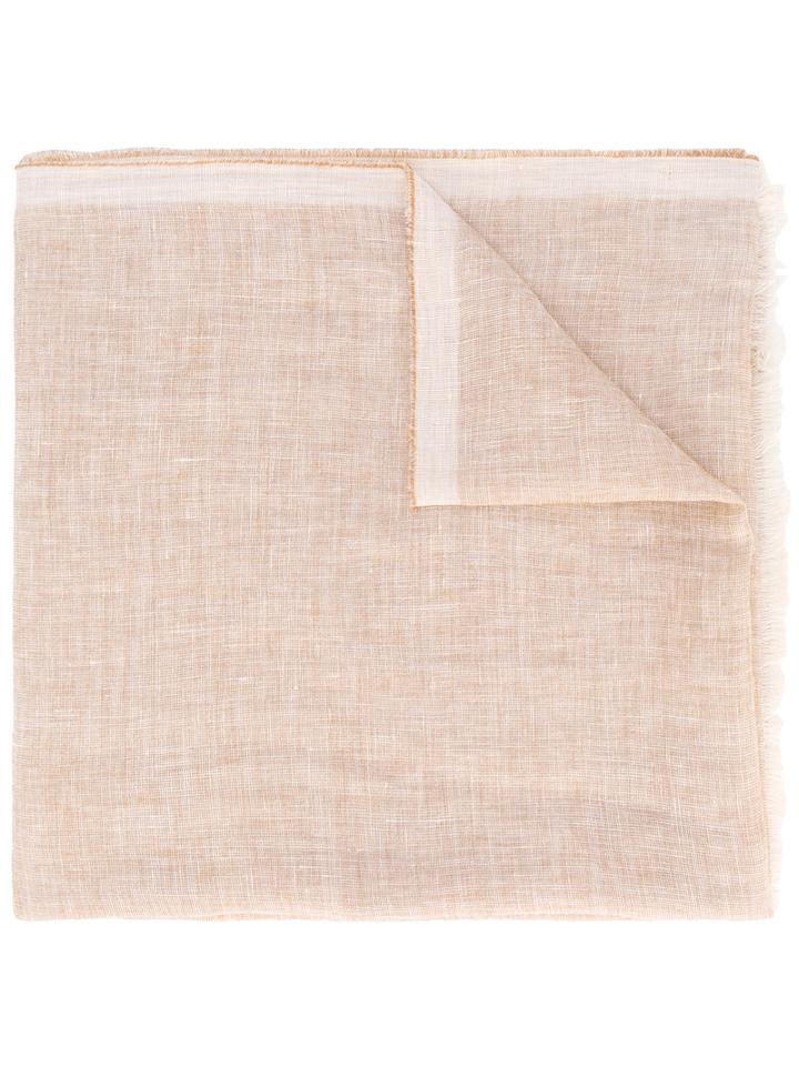Ermenegildo Zegna - Frayed Scarf - Men - Silk/linen/flax/cashmere - One Size, Nude/neutrals, Silk/linen/flax/cashmere