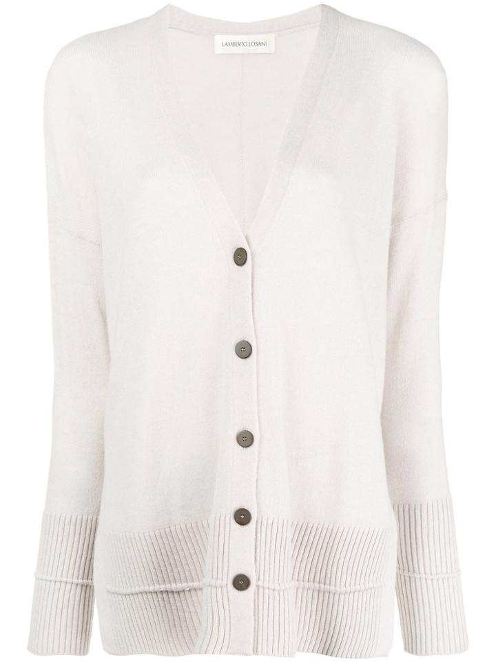 Lamberto Losani Long Sleeved Cardigan - White