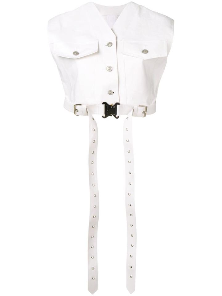 Mackintosh Alyx White Bonded Cotton Cropped Vest