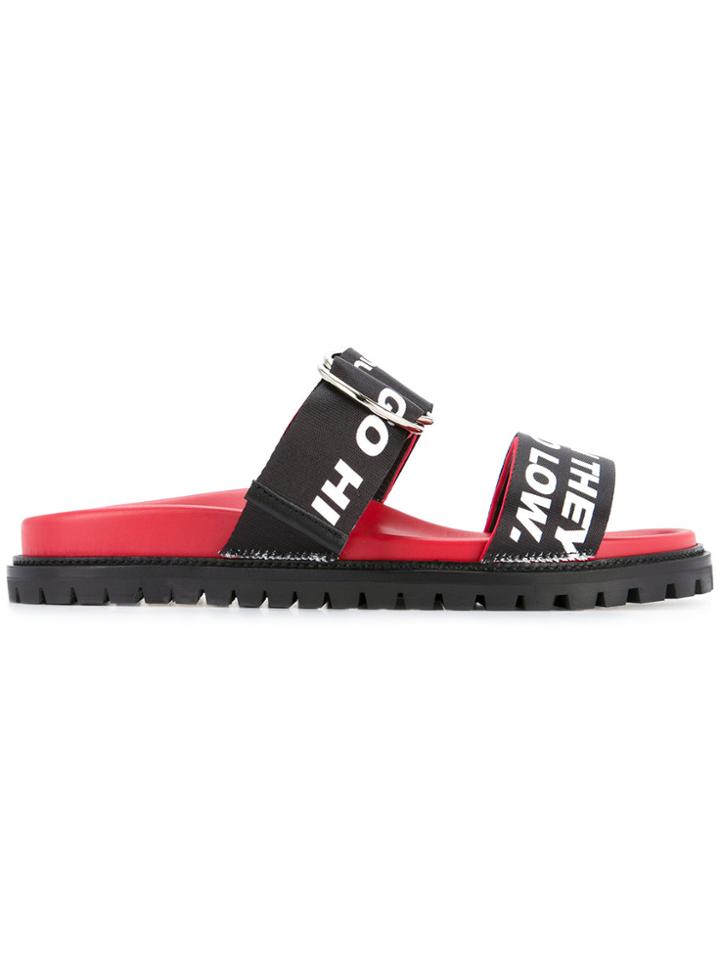 Joshua Sanders Printed Strap Slides - Black