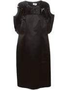Comme Des Garçons Noir Kei Ninomiya Chain Pleat Detail Dress, Women's, Size: Large, Black, Polyester/cupro