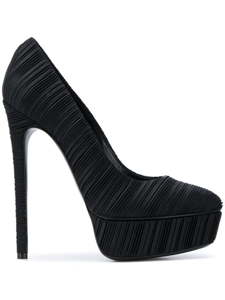 Casadei Micro Pleated Pumps - Black