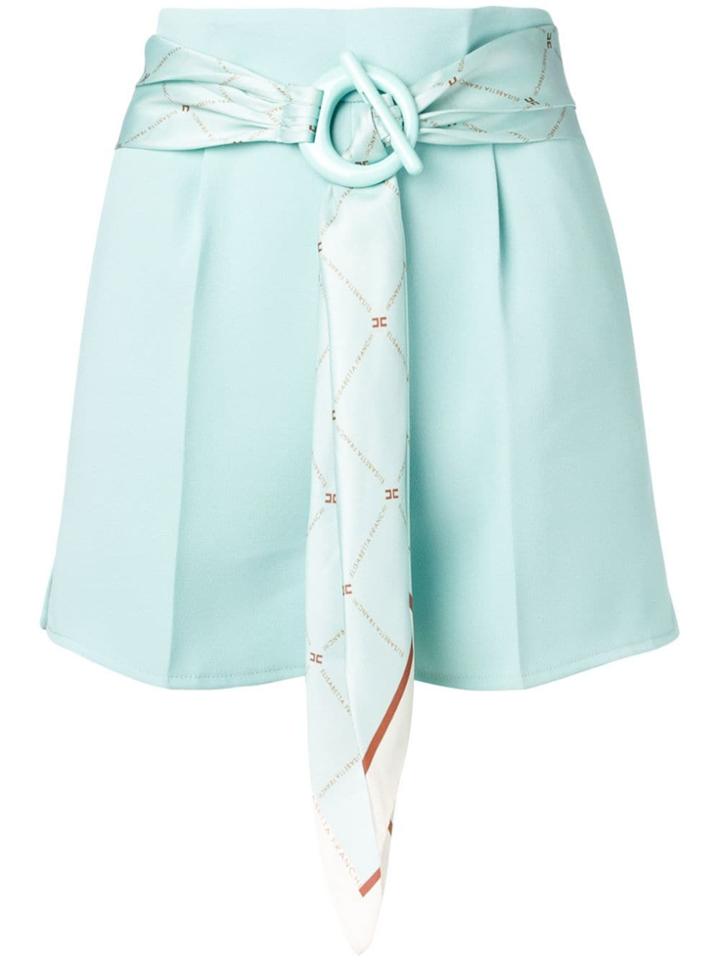Elisabetta Franchi Belted Scarf Shorts - Green