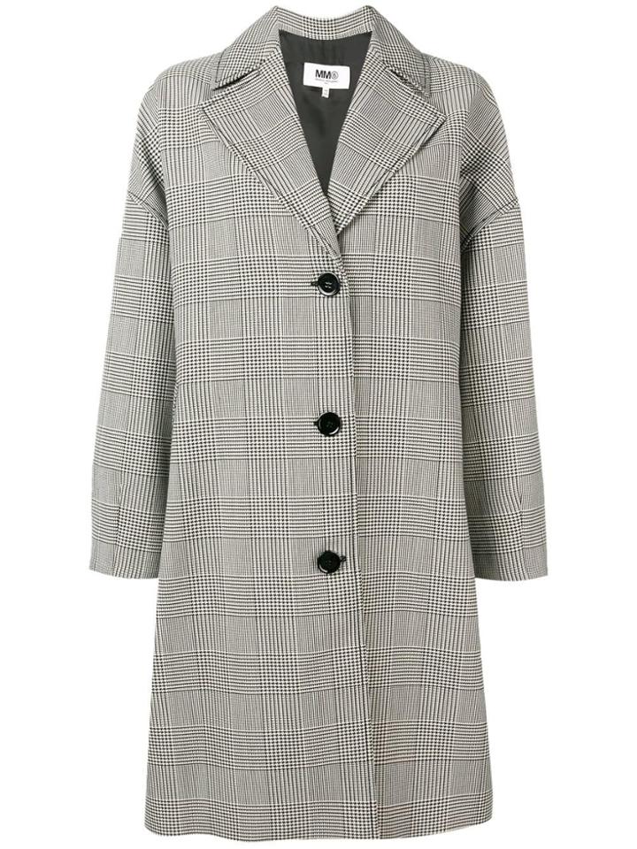 Mm6 Maison Margiela Oversized Houndstooth Coat - White