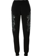 Philipp Plein Butterfly Skull Track Pants, Women's, Size: M, Black, Cotton/glass/aluminium