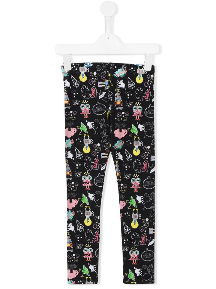 Fendi Kids Multi Print Leggings, Toddler Girl's, Size: 5 Yrs, Black