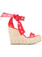 Alexander Mcqueen Eyelet Bow Espadrilles Sandals - Red