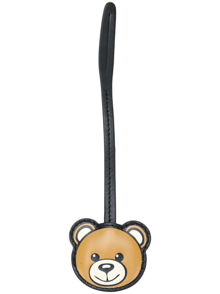 Moschino Teddy Leather Bag Charm - Black