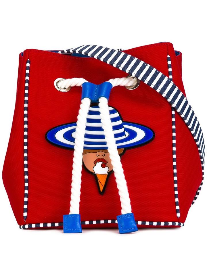 Yazbukey Girl Print Shoulder Bag, Red, Cotton/acrylic